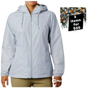 Columbia Side Hill Printed Windbreaker Jacket Blue Water Resistant Hooded sz S